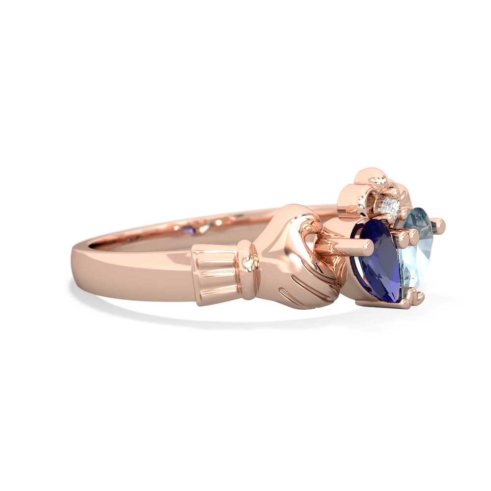 Lab Sapphire 'Our Heart' Claddagh 14K Rose Gold ring R2388