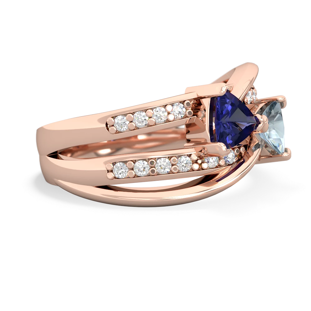 Lab Sapphire Bowtie 14K Rose Gold ring R2360