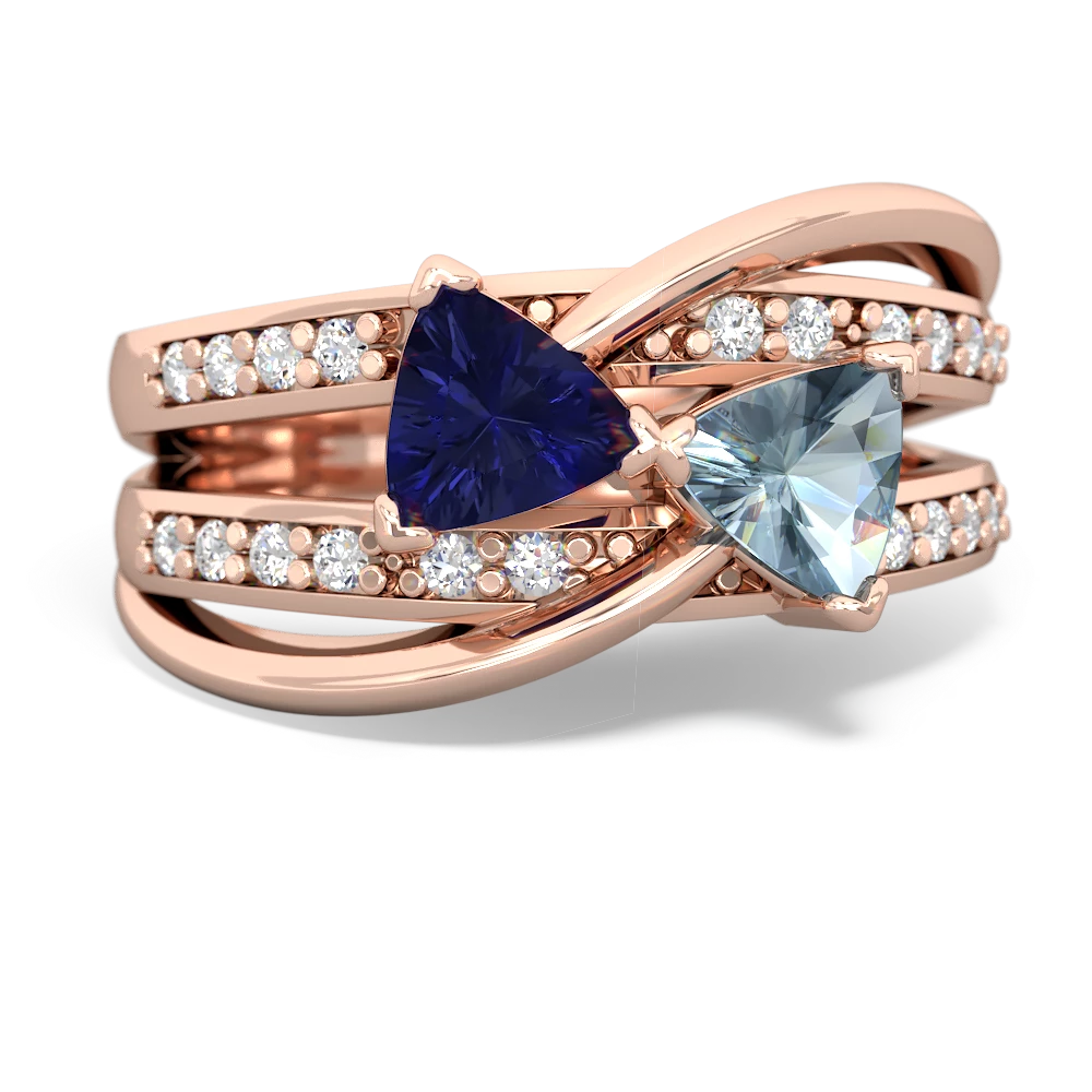 Lab Sapphire Bowtie 14K Rose Gold ring R2360