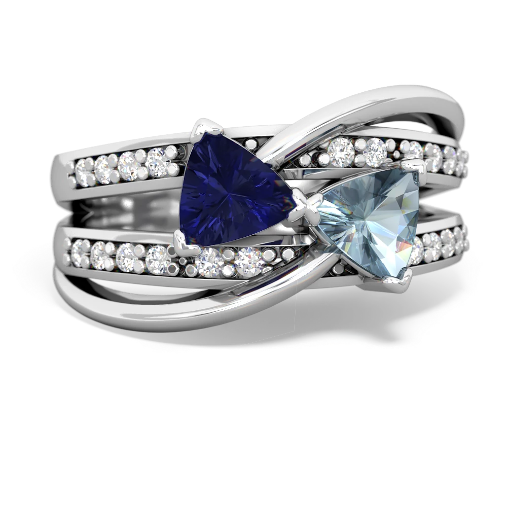 Lab Sapphire Bowtie 14K White Gold ring R2360