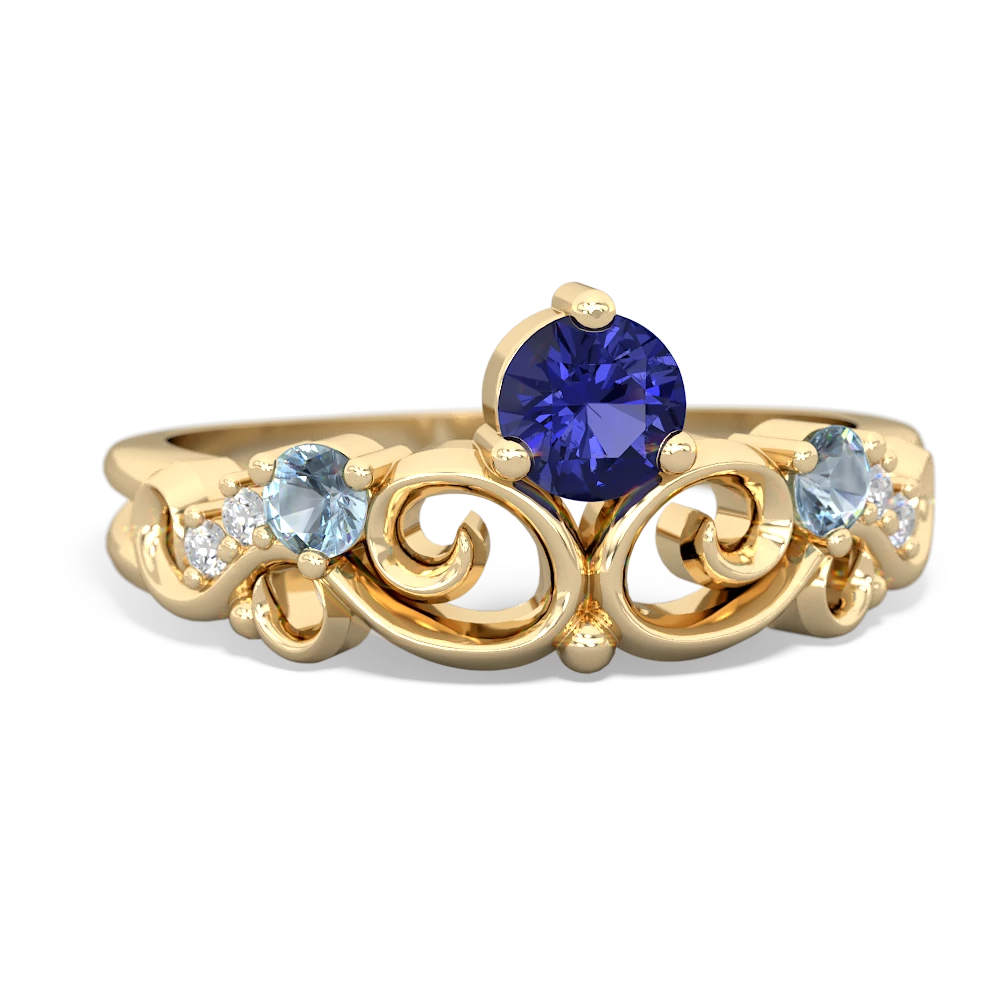 Lab Sapphire Crown Keepsake 14K Yellow Gold ring R5740