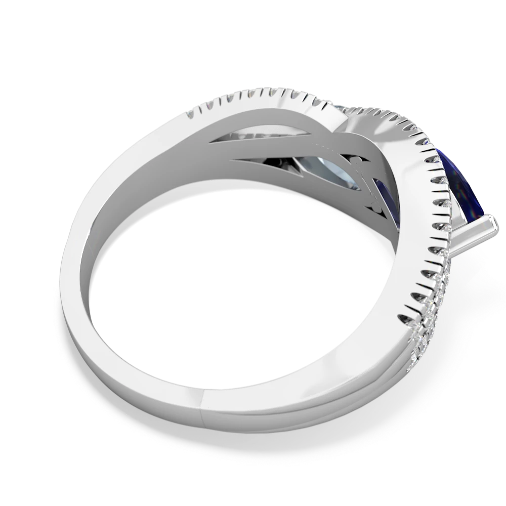 Lab Sapphire Diamond Rivers 14K White Gold ring R3070