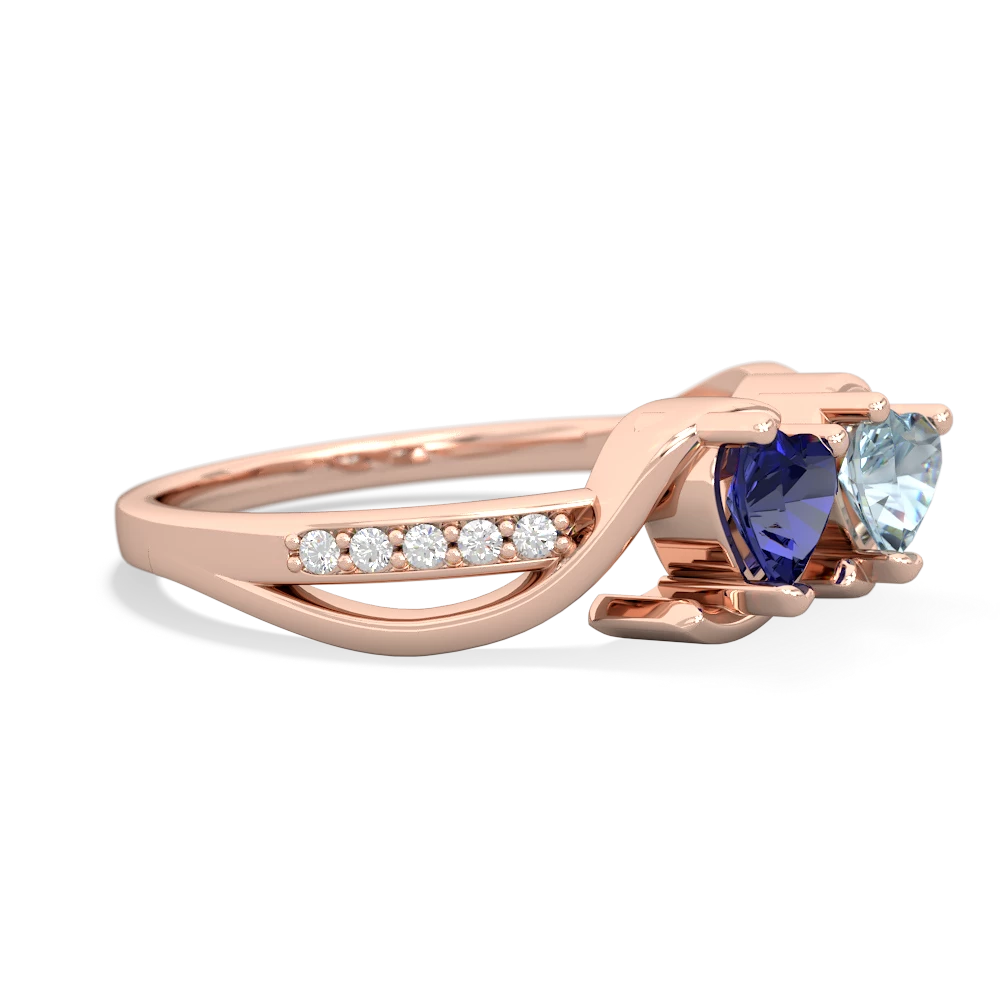 Lab Sapphire Side By Side 14K Rose Gold ring R3090