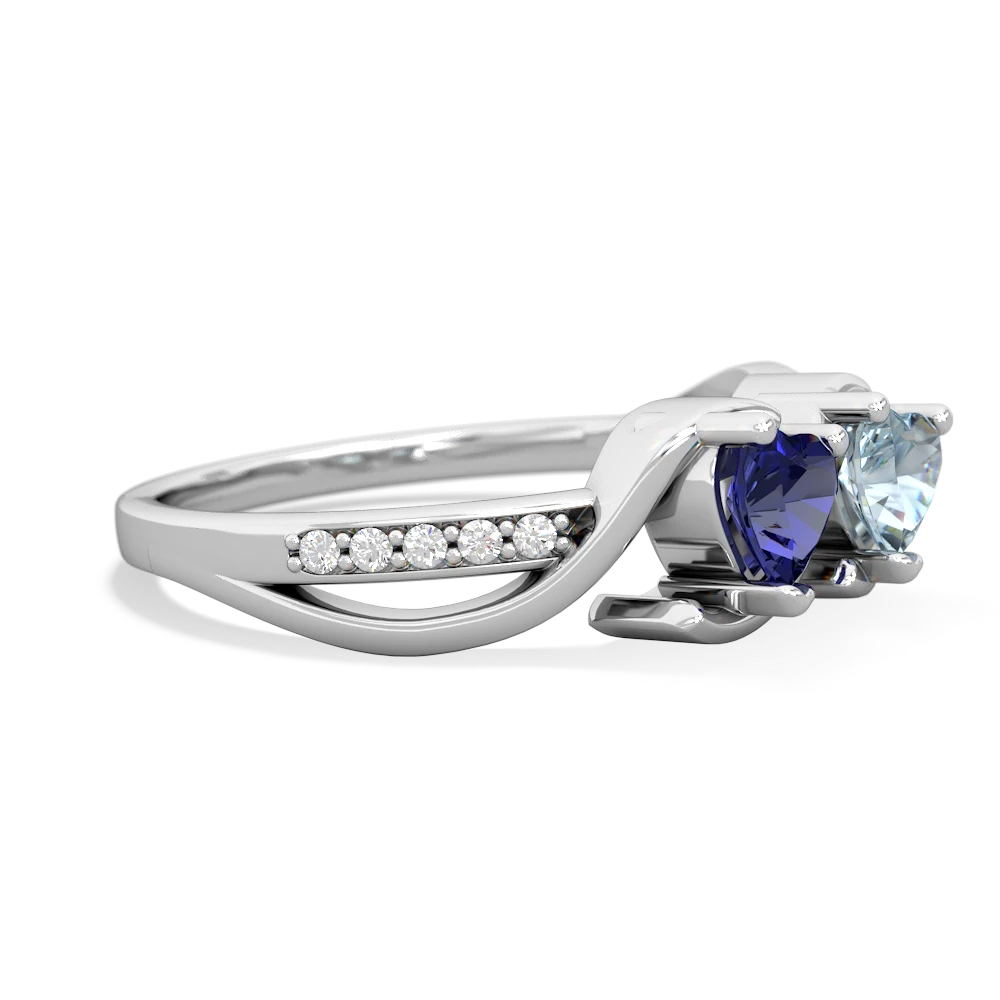 Lab Sapphire Side By Side 14K White Gold ring R3090