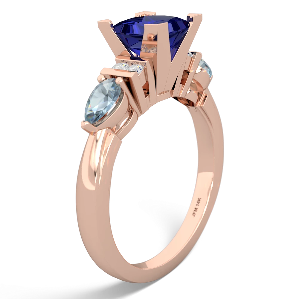 Lab Sapphire 6Mm Princess Eternal Embrace Engagement 14K Rose Gold ring C2002