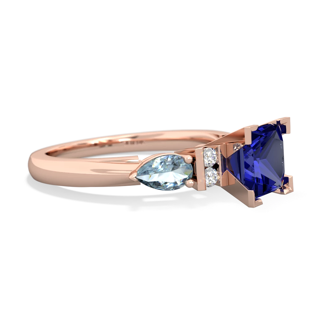 Lab Sapphire 6Mm Princess Eternal Embrace Engagement 14K Rose Gold ring C2002