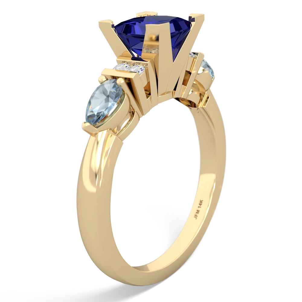 Lab Sapphire 6Mm Princess Eternal Embrace Engagement 14K Yellow Gold ring C2002