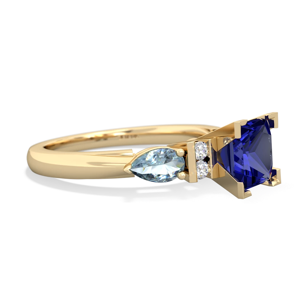 Lab Sapphire 6Mm Princess Eternal Embrace Engagement 14K Yellow Gold ring C2002