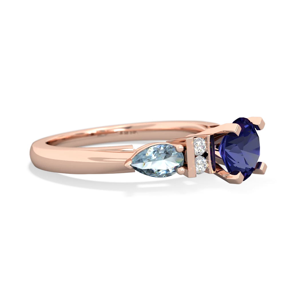 Lab Sapphire 6Mm Round Eternal Embrace Engagement 14K Rose Gold ring R2005