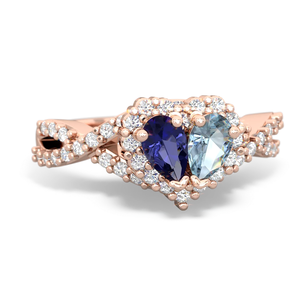 Lab Sapphire Diamond Twist 'One Heart' 14K Rose Gold ring R2640HRT