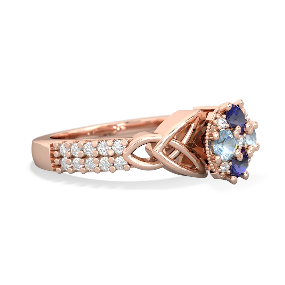 Lab Sapphire Celtic Knot Cluster Engagement 14K Rose Gold ring R26443RD
