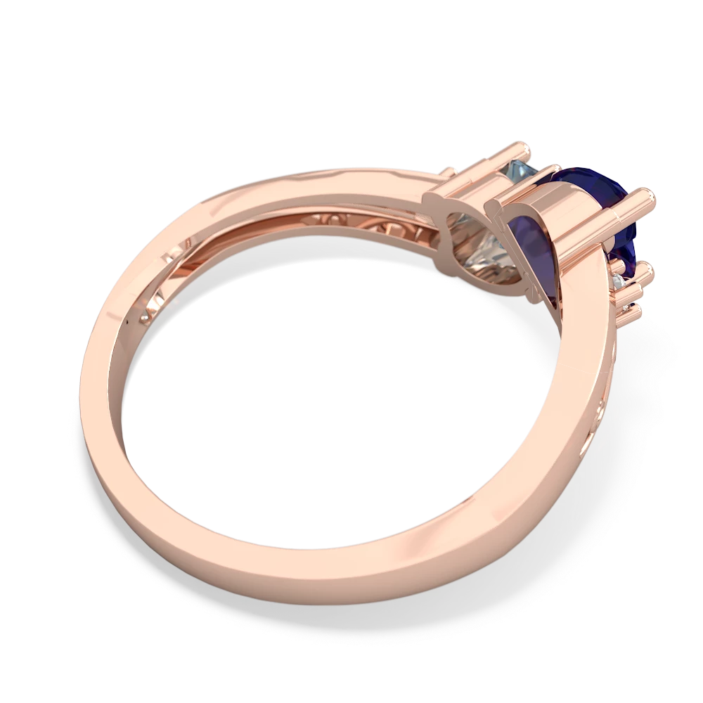 Lab Sapphire Snuggling Hearts 14K Rose Gold ring R2178