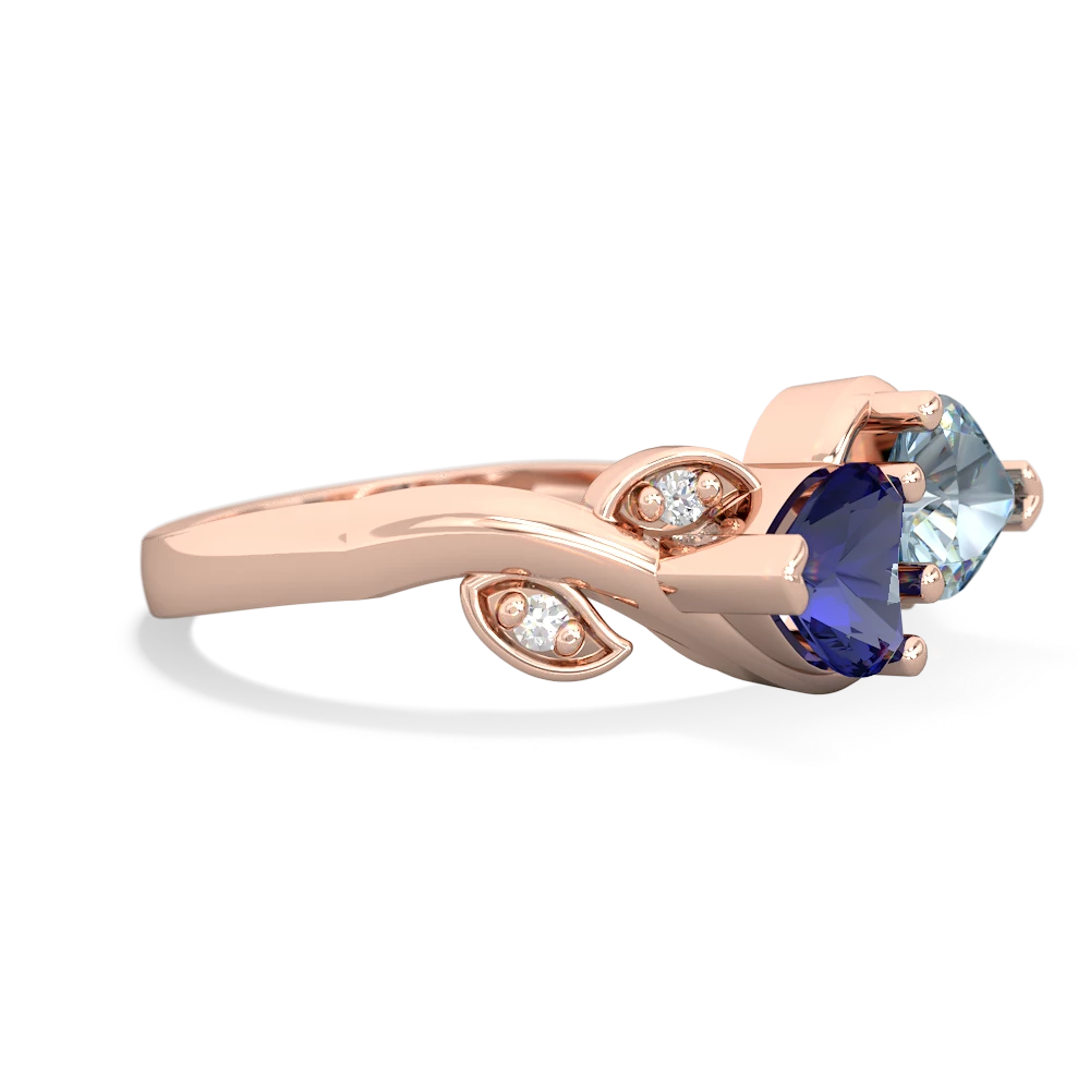 Lab Sapphire Floral Elegance 14K Rose Gold ring R5790