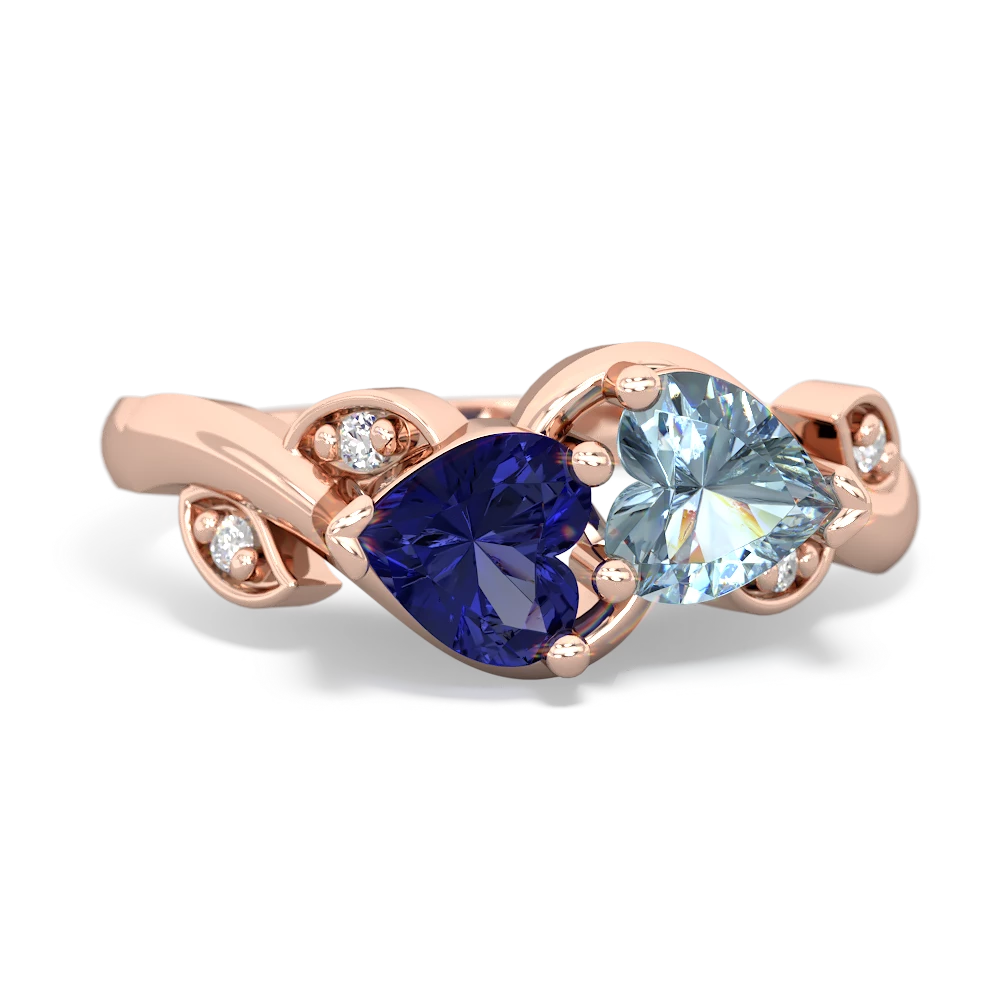 Lab Sapphire Floral Elegance 14K Rose Gold ring R5790