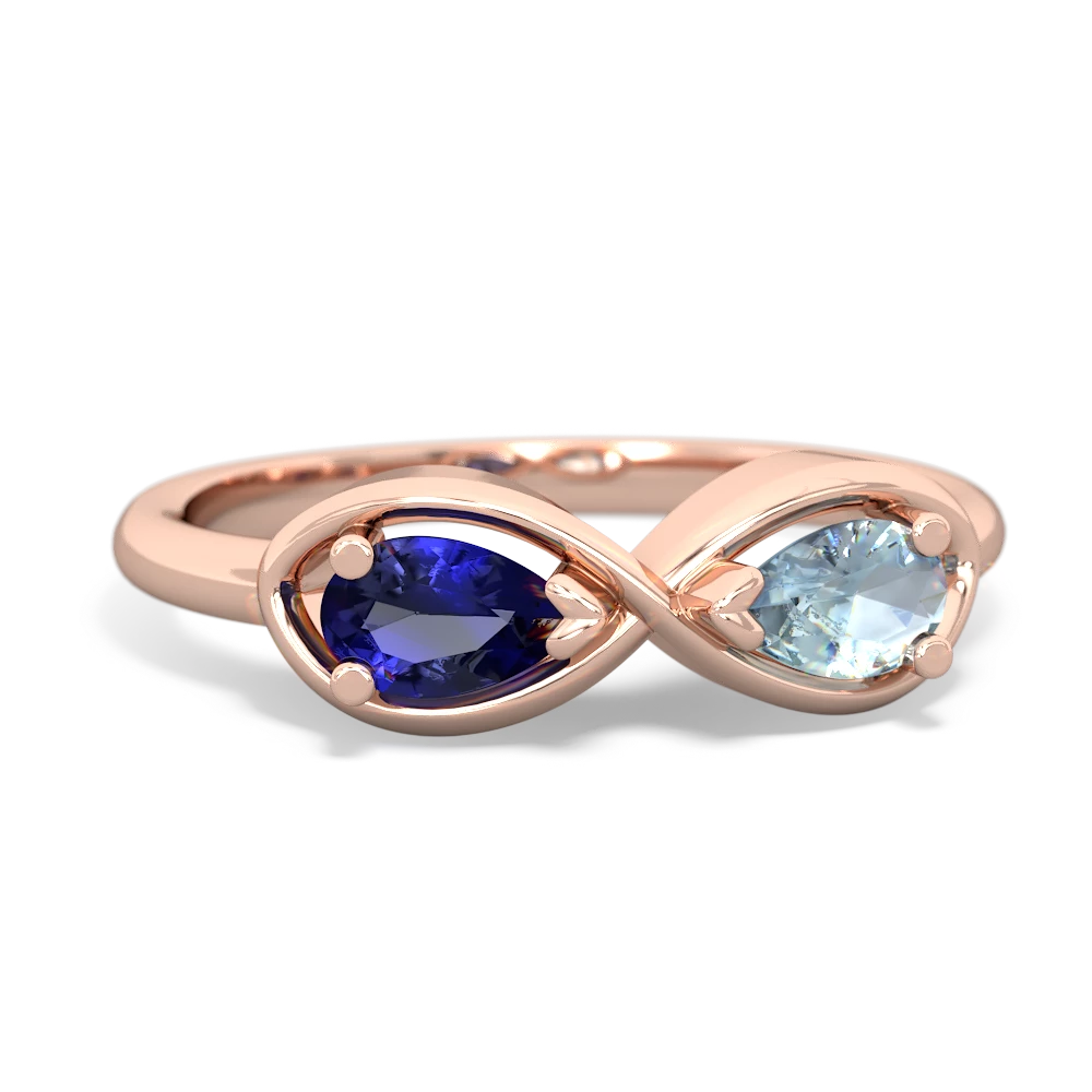 Lab Sapphire Infinity 14K Rose Gold ring R5050