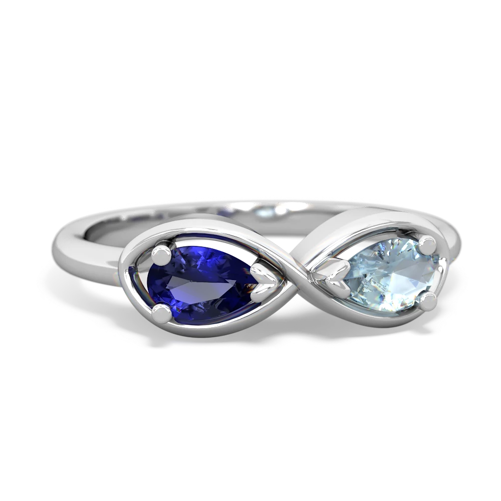 Lab Sapphire Infinity 14K White Gold ring R5050