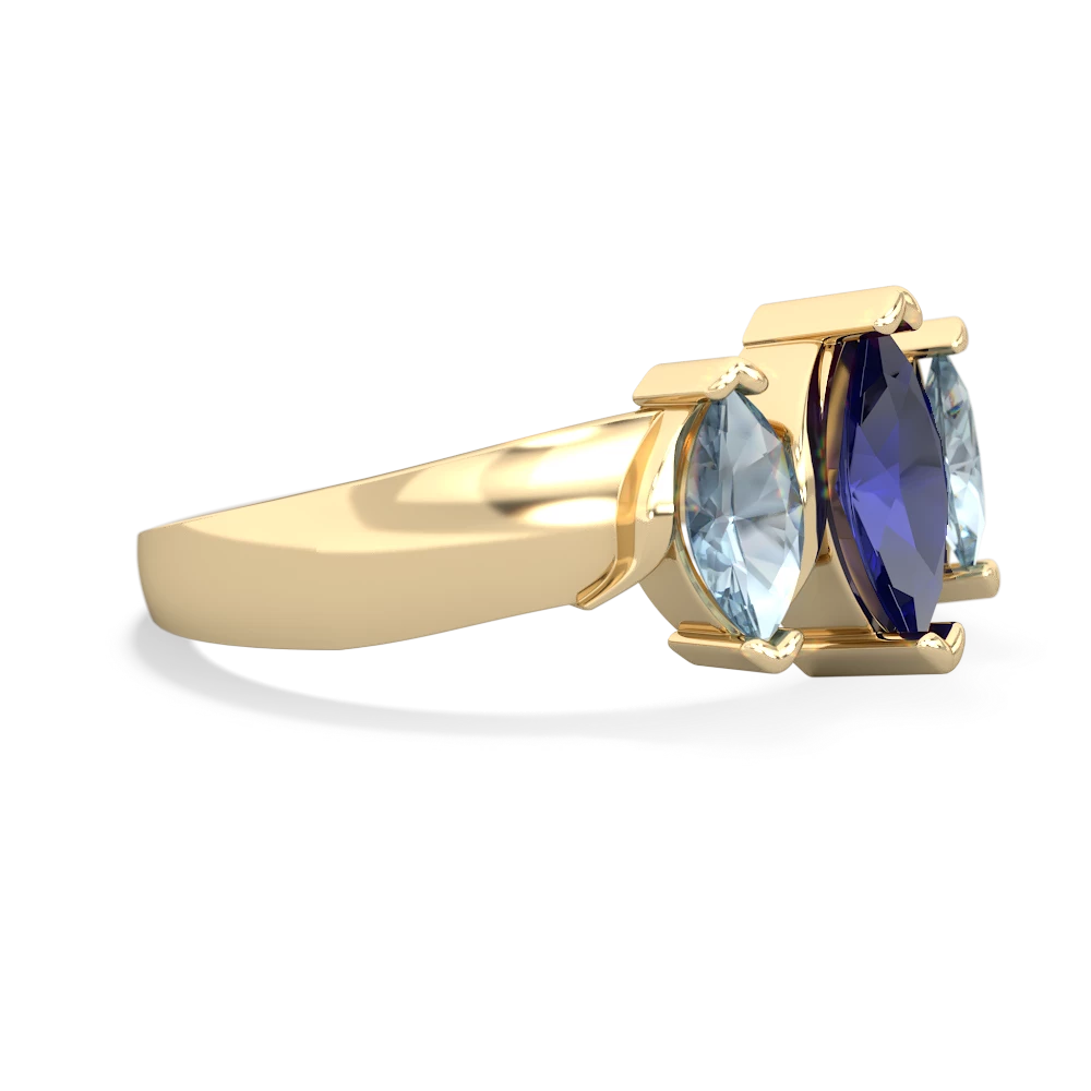 Lab Sapphire Three Peeks 14K Yellow Gold ring R2433