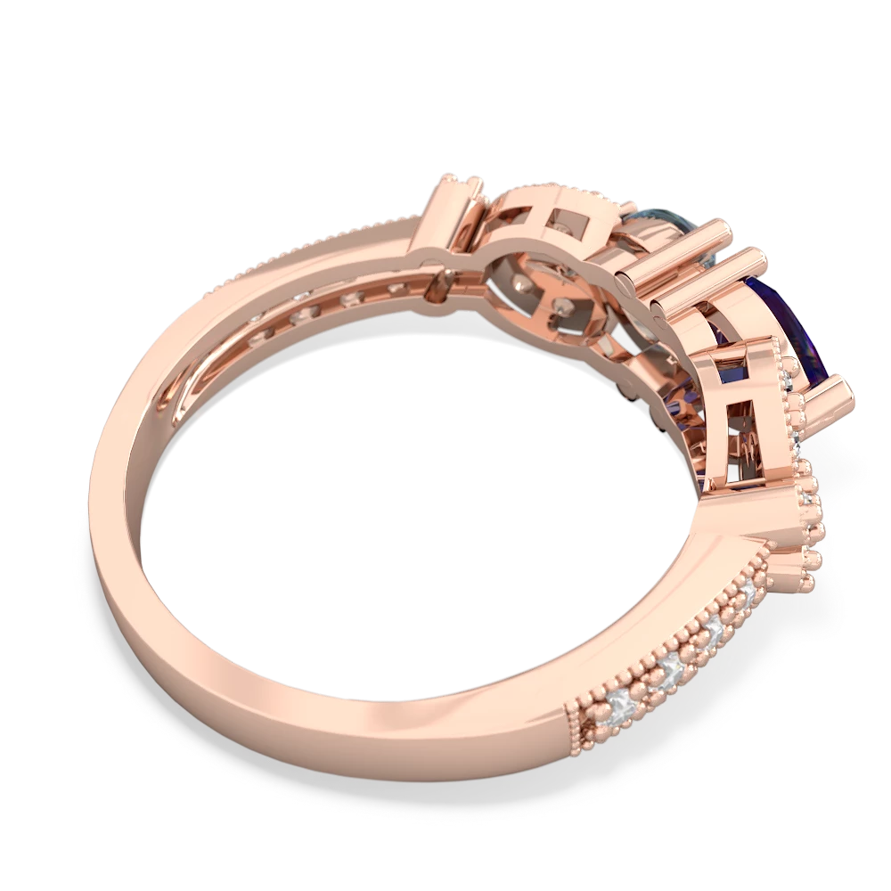 Lab Sapphire Diamond Butterflies 14K Rose Gold ring R5601