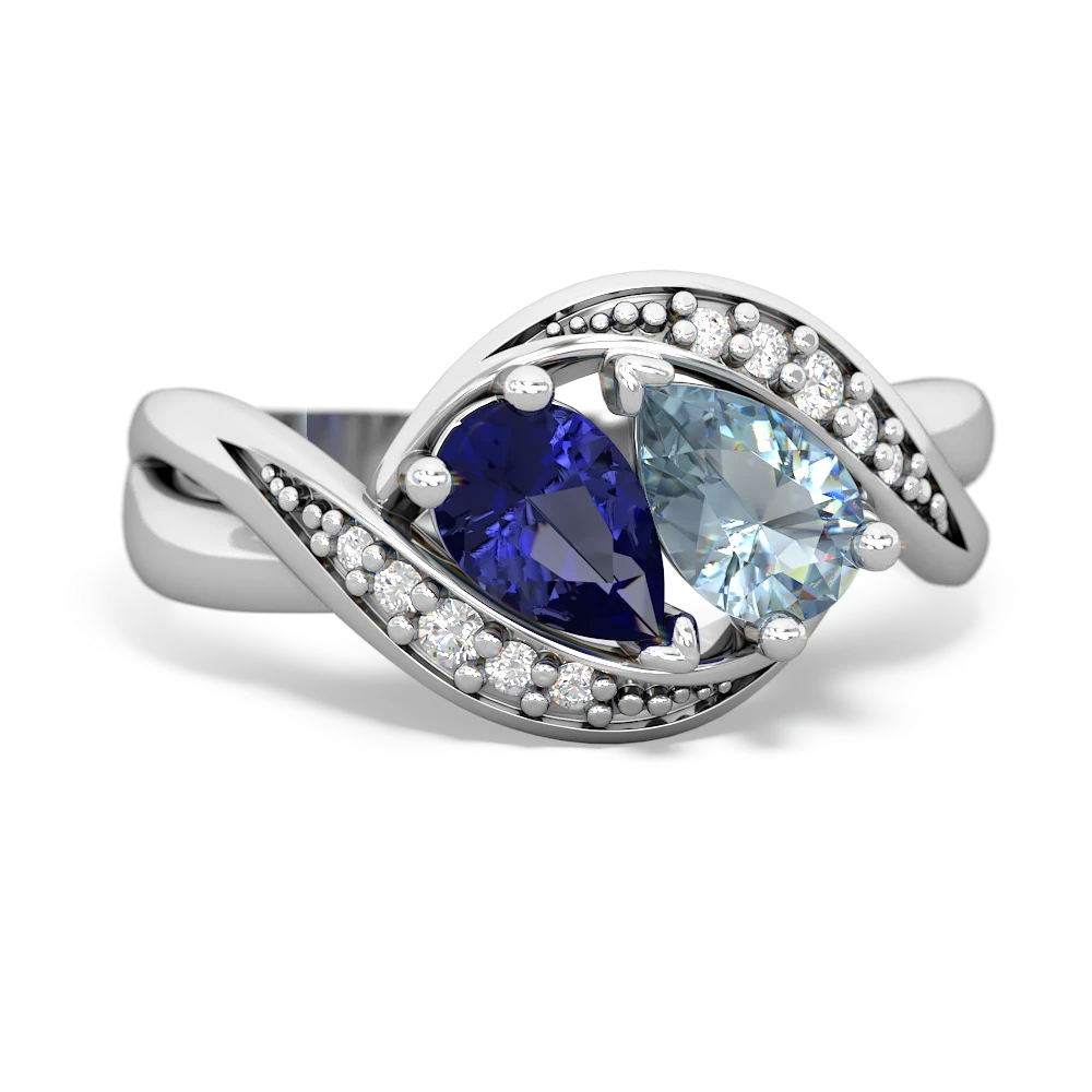 Lab Sapphire Summer Winds 14K White Gold ring R5342