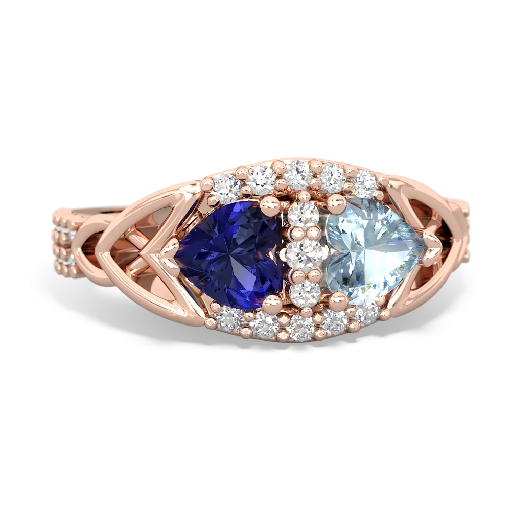 Lab Sapphire Sparkling Celtic Knot 14K Rose Gold ring R2645