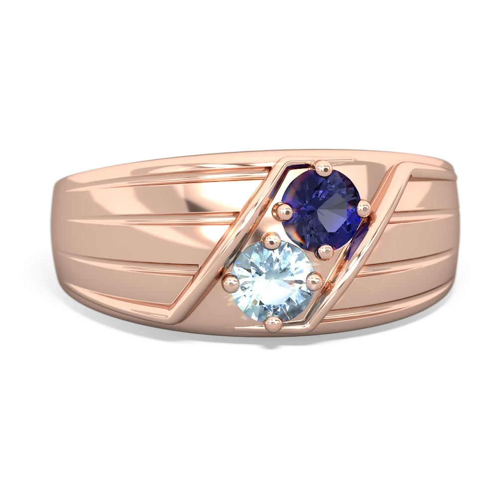 Lab Sapphire Men's Streamline 14K Rose Gold ring R0460