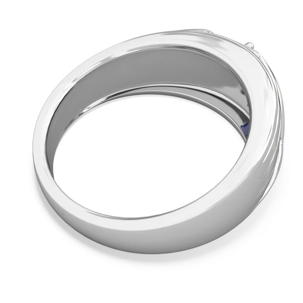 Lab Sapphire Men's Streamline 14K White Gold ring R0460