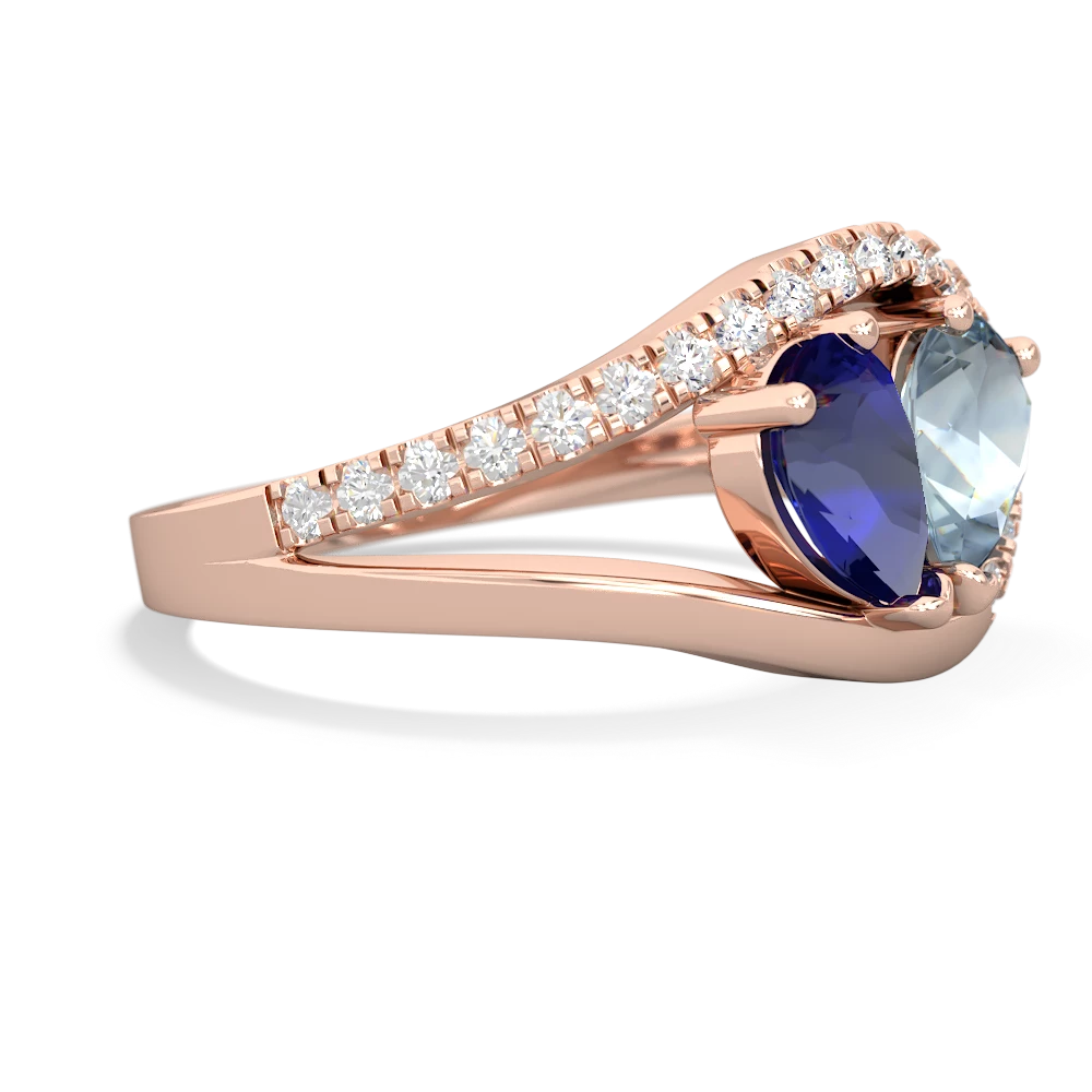 Lab Sapphire Nestled Heart Keepsake 14K Rose Gold ring R5650