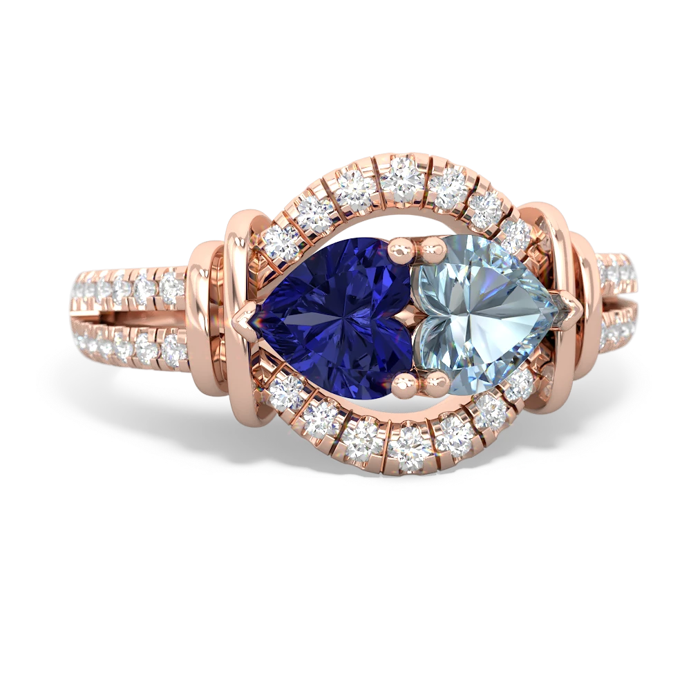 Lab Sapphire Art-Deco Keepsake 14K Rose Gold ring R5630