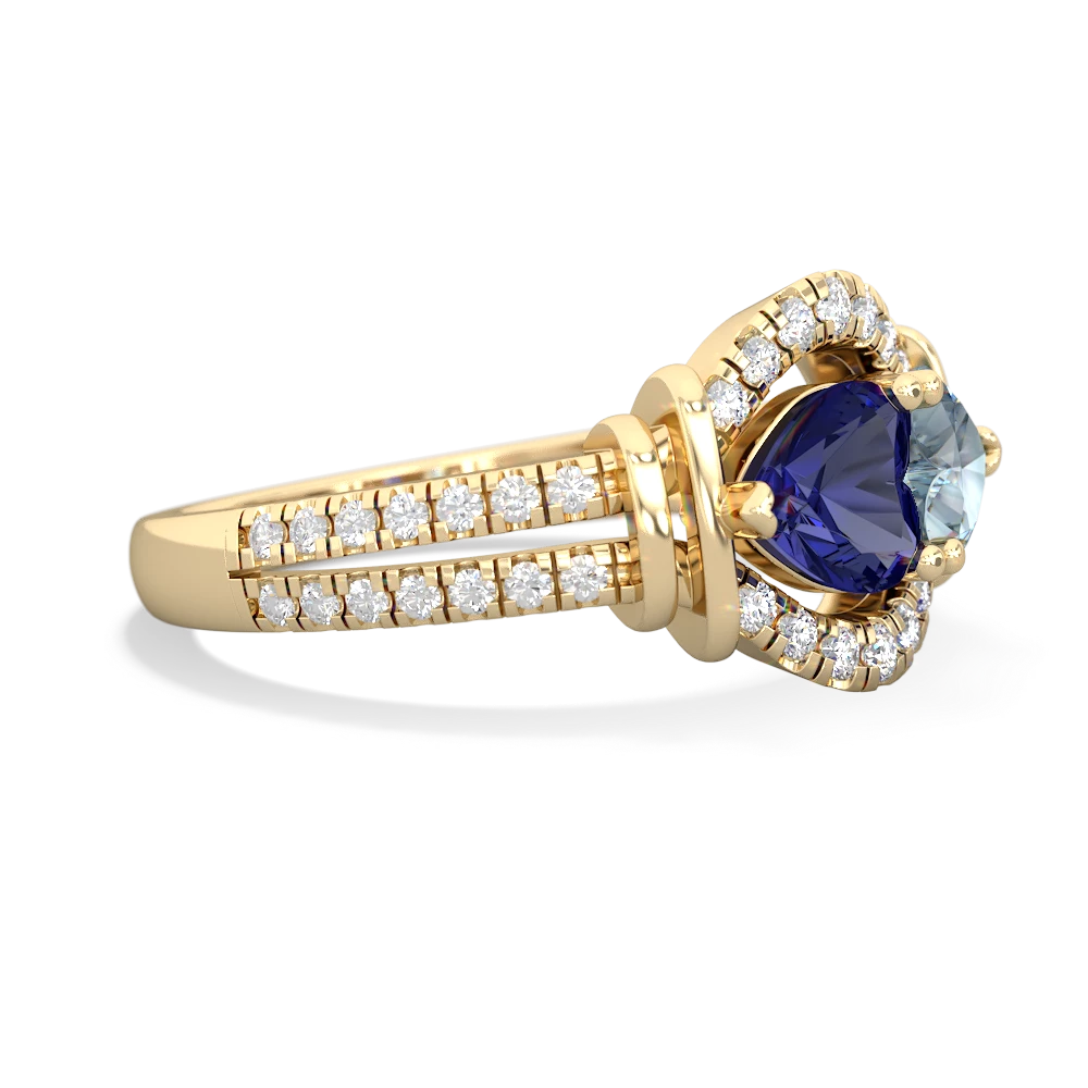 Lab Sapphire Art-Deco Keepsake 14K Yellow Gold ring R5630