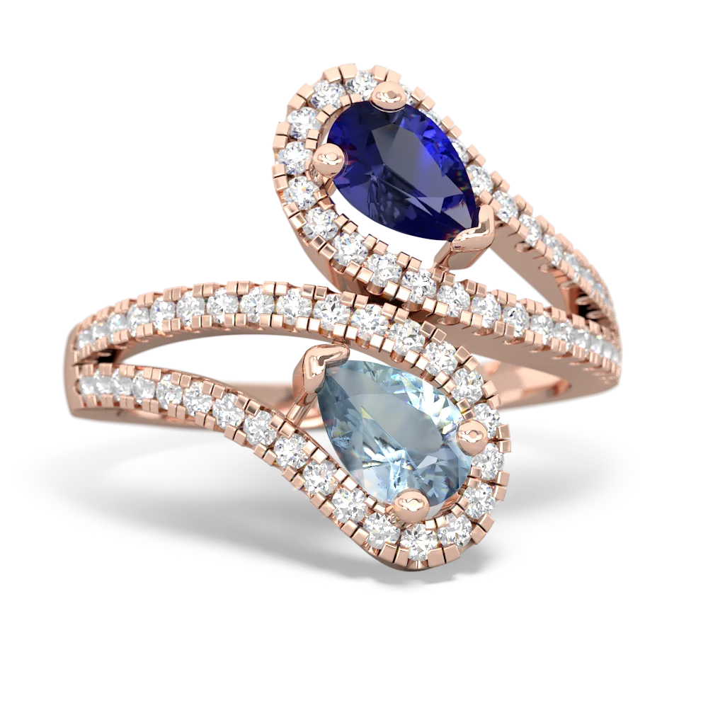 Lab Sapphire Diamond Dazzler 14K Rose Gold ring R3000