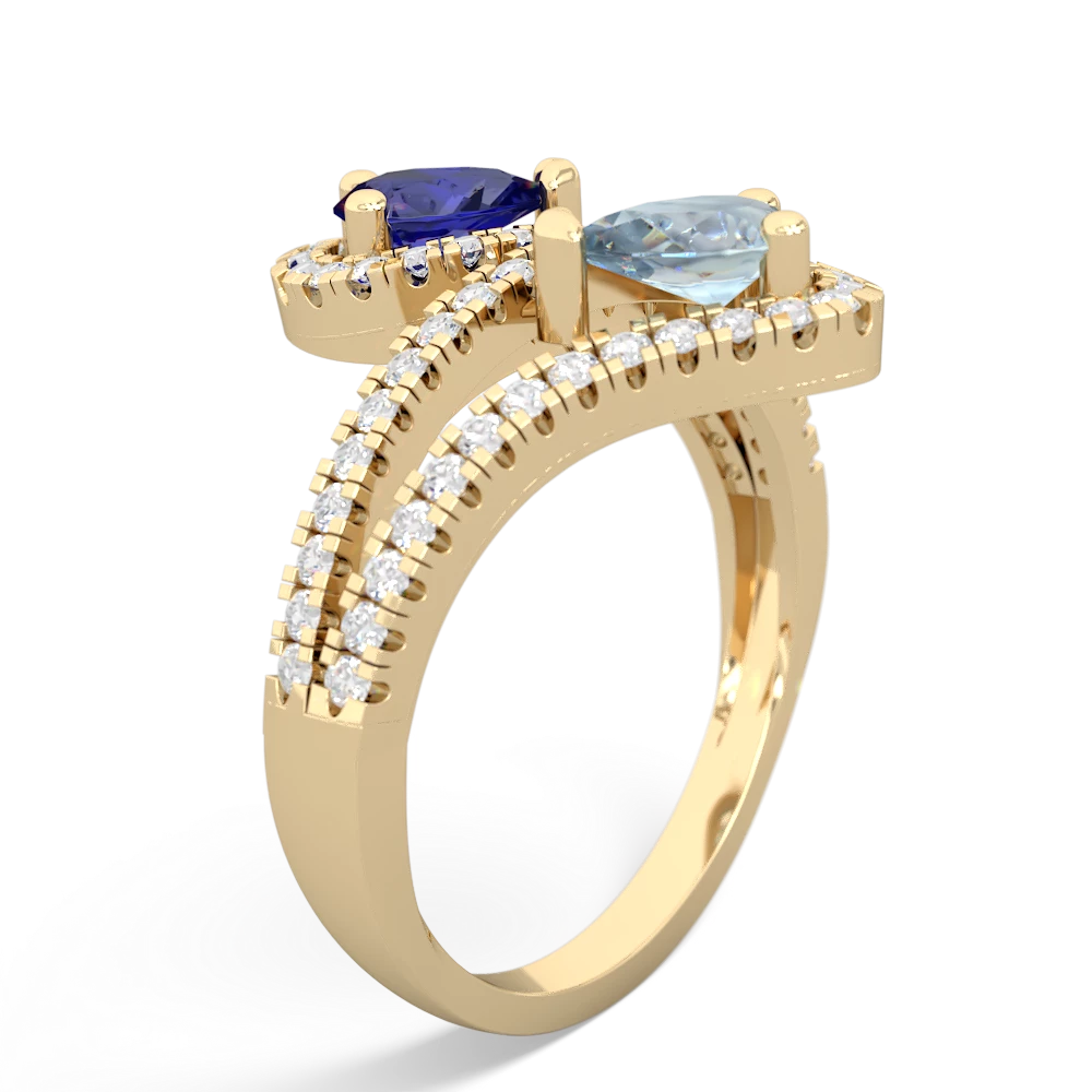 Lab Sapphire Diamond Dazzler 14K Yellow Gold ring R3000