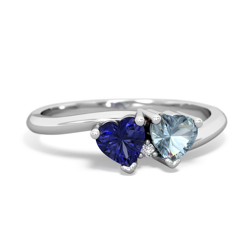 Lab Sapphire Sweethearts 14K White Gold ring R5260