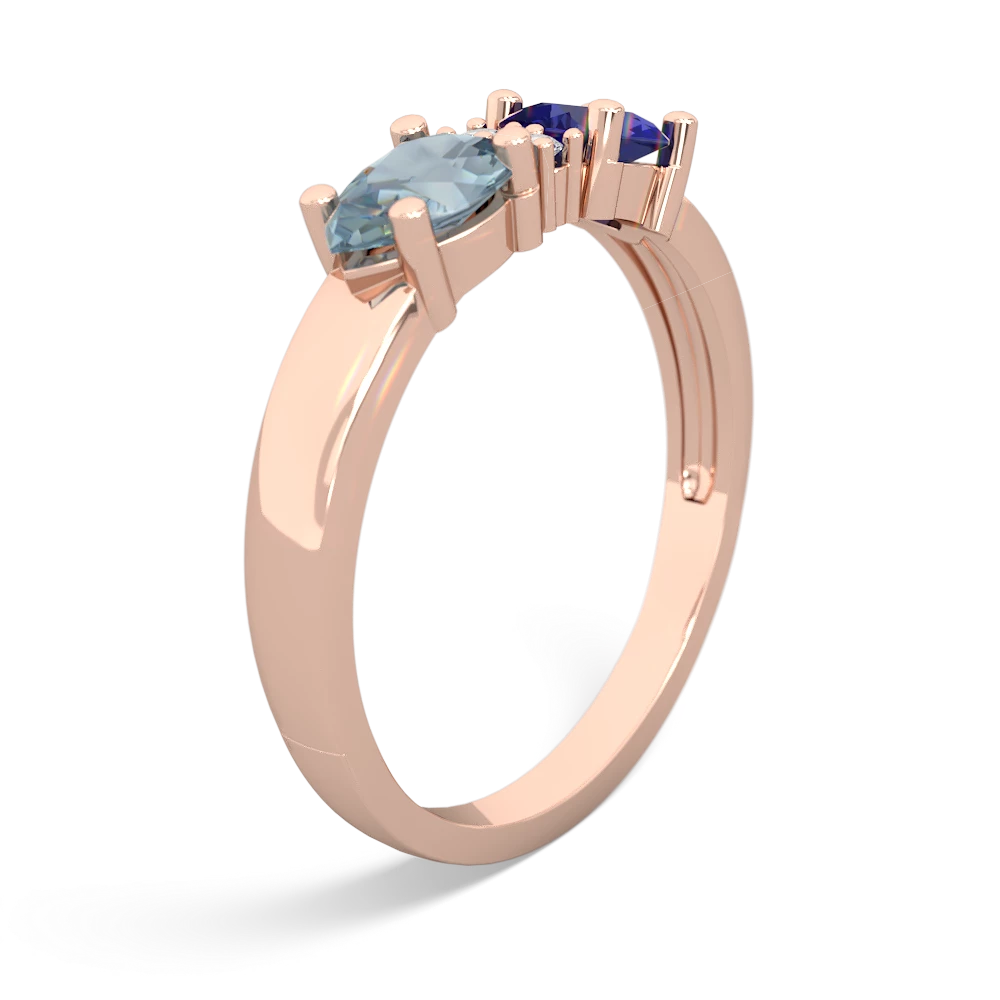 Lab Sapphire Pear Bowtie 14K Rose Gold ring R0865