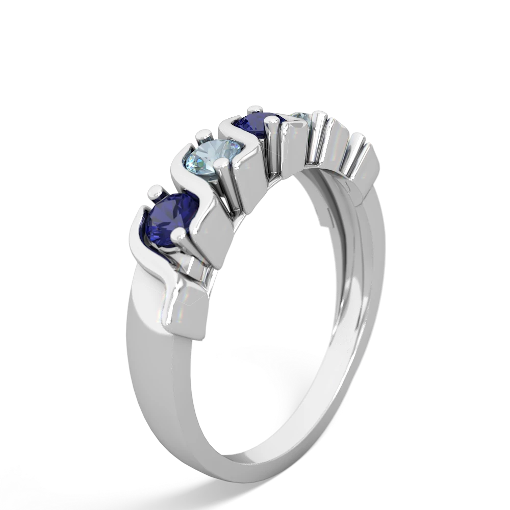 Lab Sapphire Anniversary Band 14K White Gold ring R2089