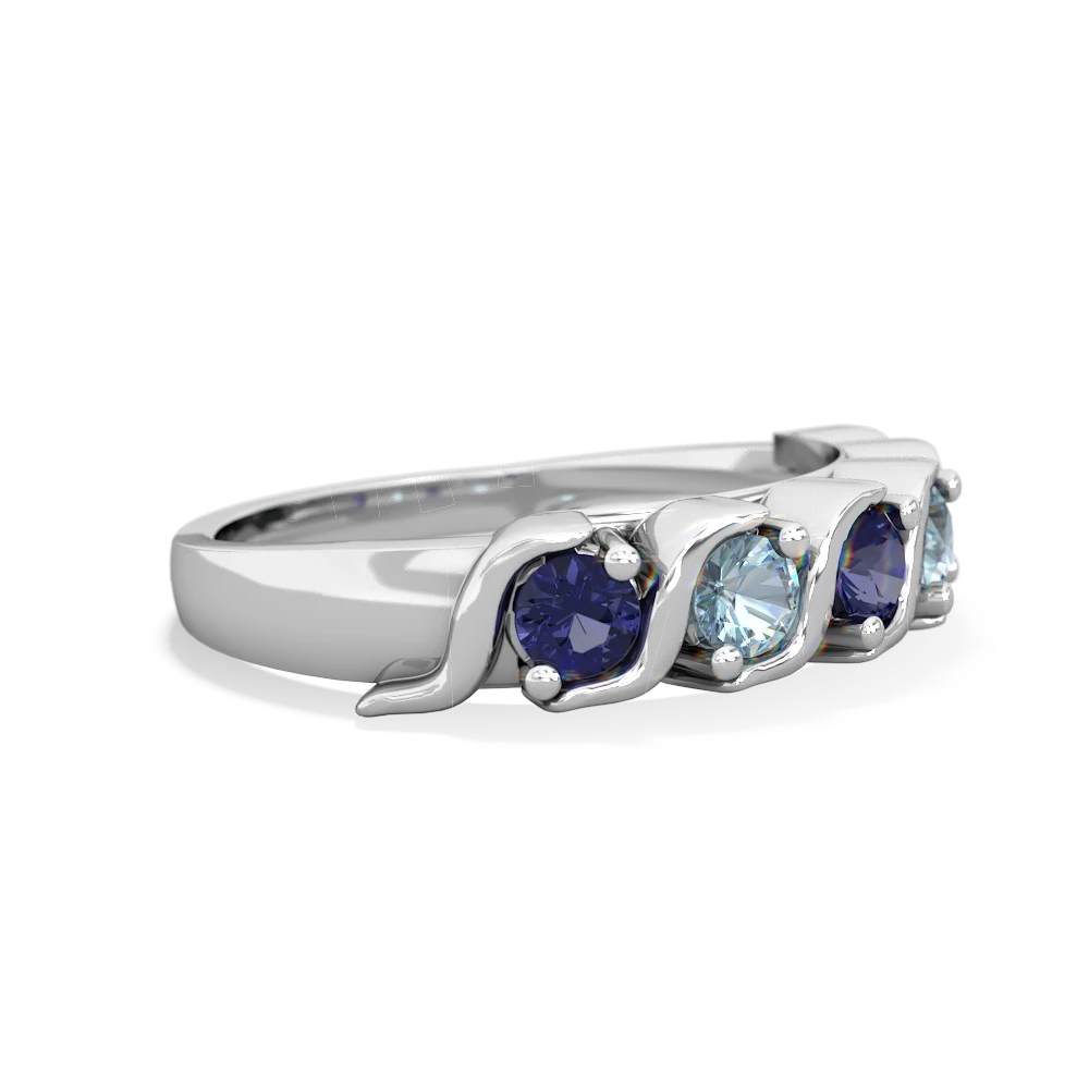 Lab Sapphire Anniversary Band 14K White Gold ring R2089