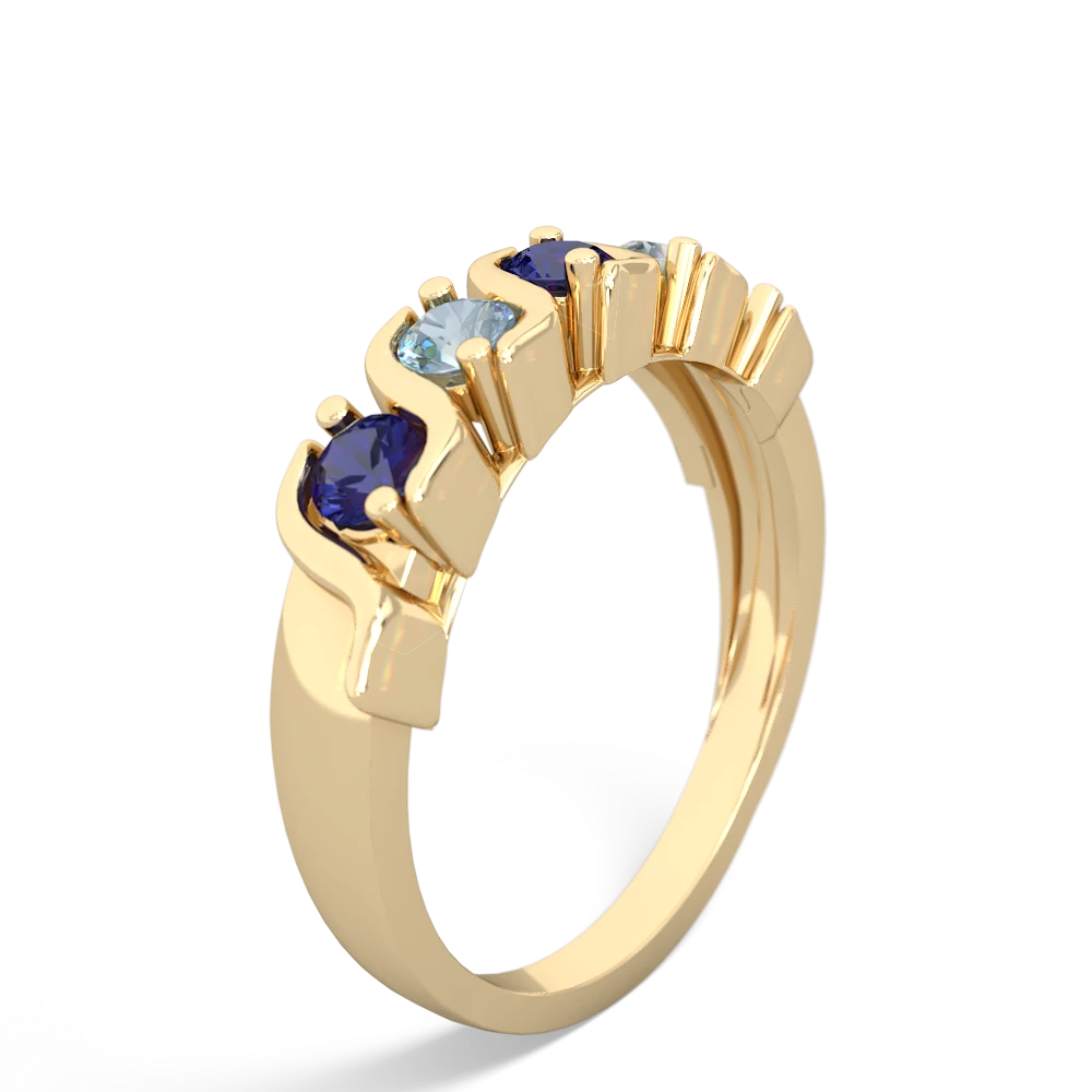 Lab Sapphire Anniversary Band 14K Yellow Gold ring R2089