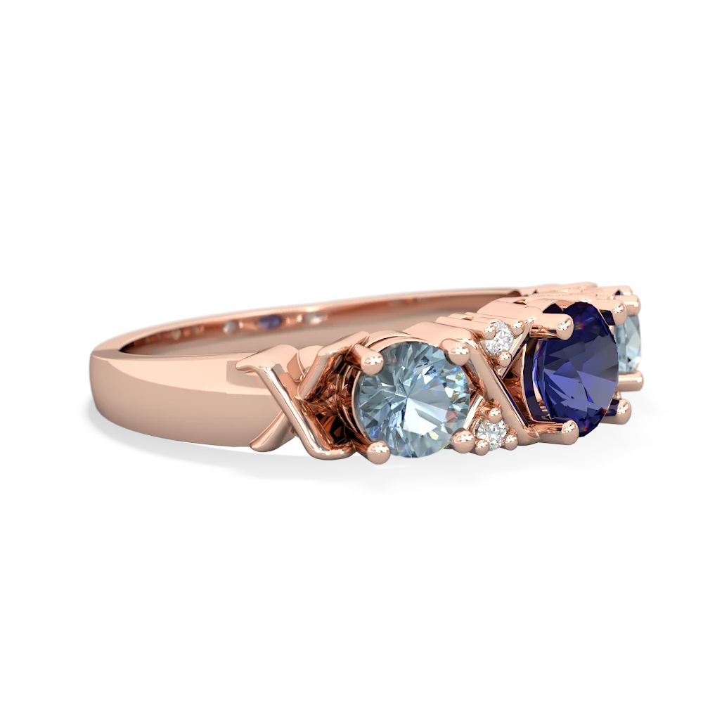 Lab Sapphire Hugs And Kisses 14K Rose Gold ring R5016