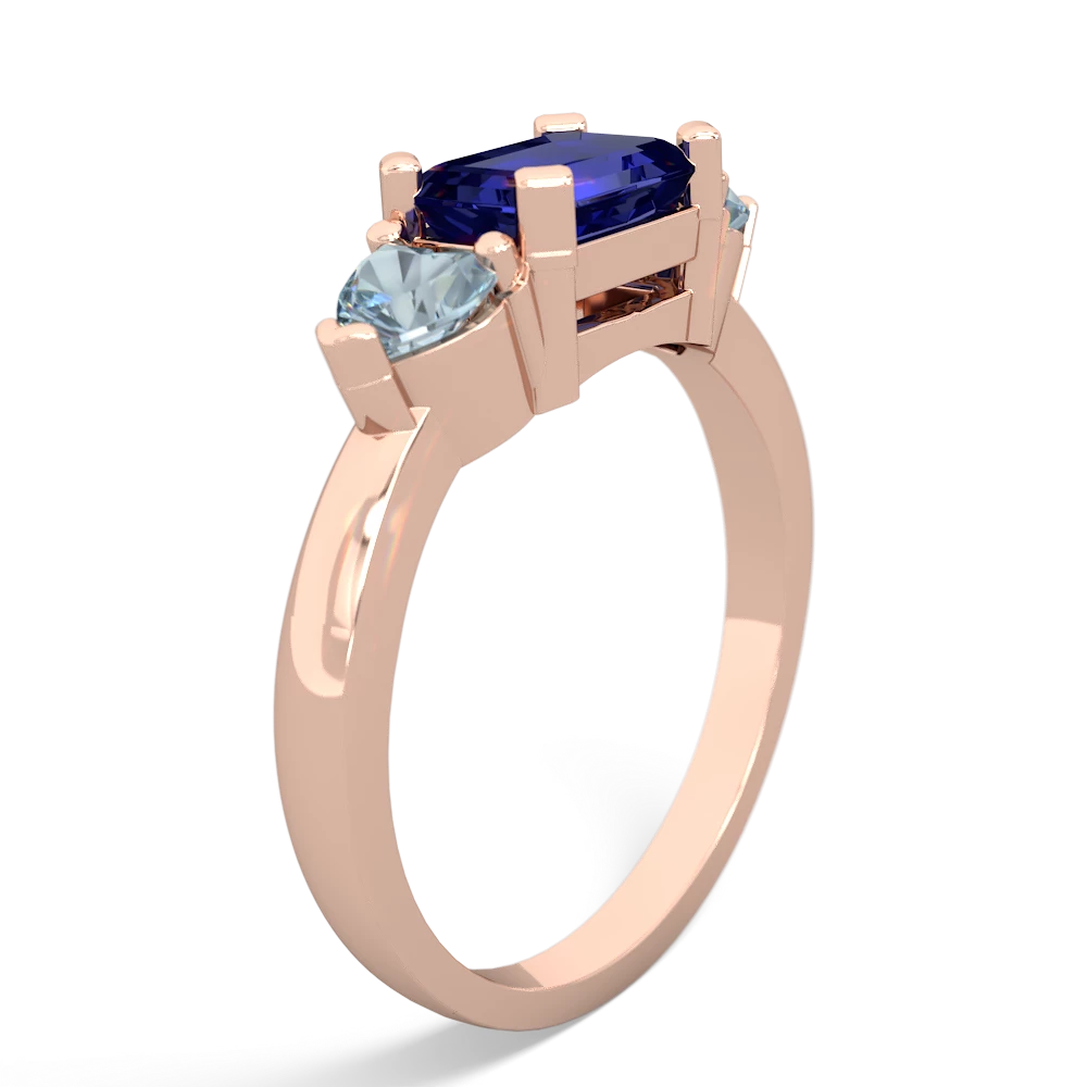 Lab Sapphire Three Stone 14K Rose Gold ring R5235