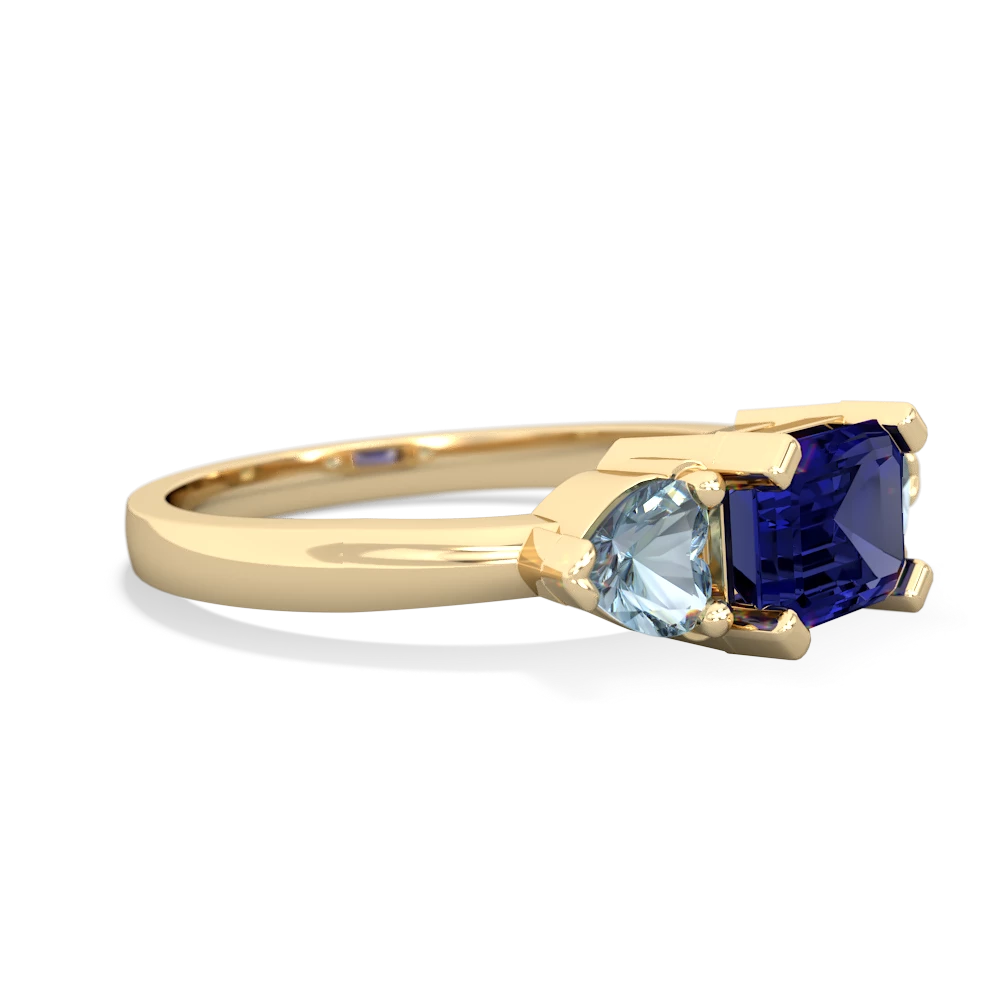 Lab Sapphire Three Stone 14K Yellow Gold ring R5235