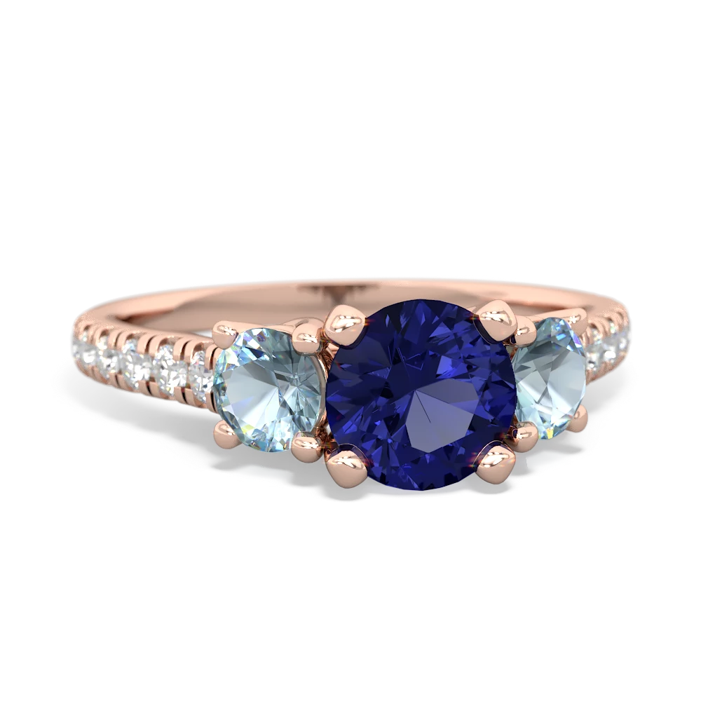 Lab Sapphire Pave Trellis 14K Rose Gold ring R5500