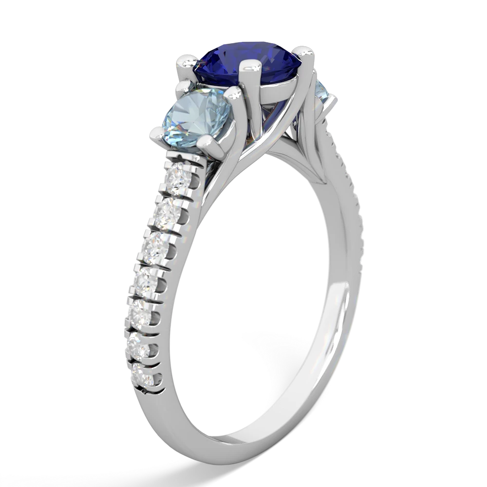 Lab Sapphire Pave Trellis 14K White Gold ring R5500