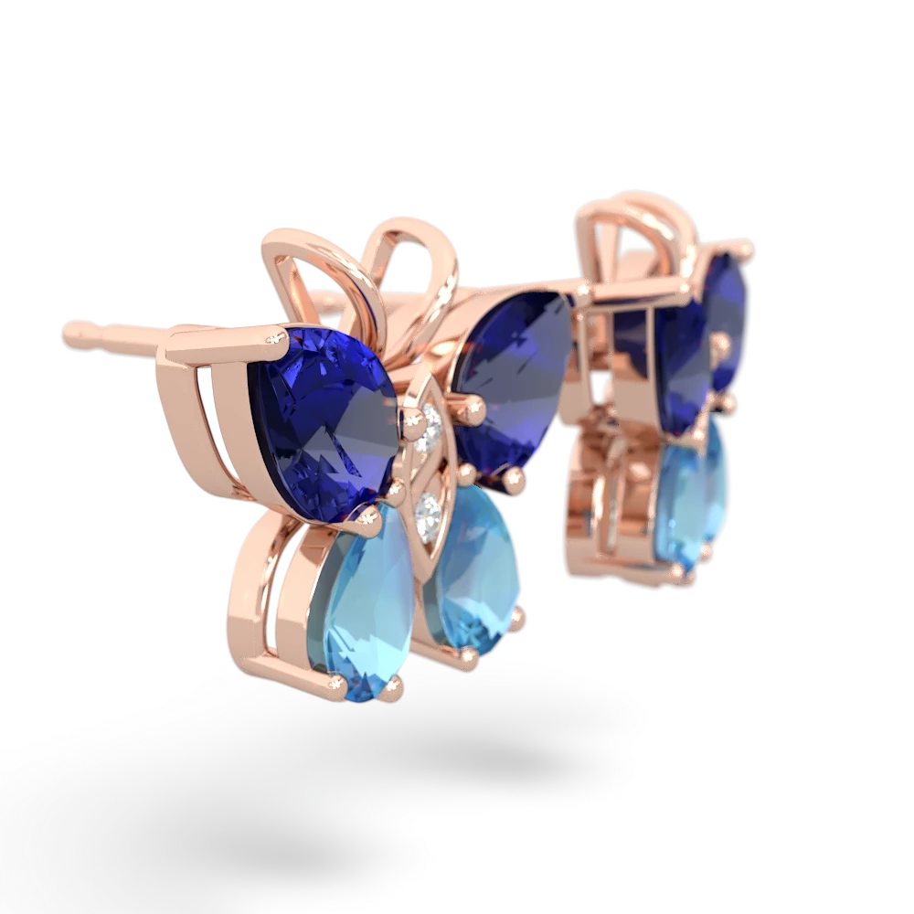 Lab Sapphire Butterfly 14K Rose Gold earrings E2215