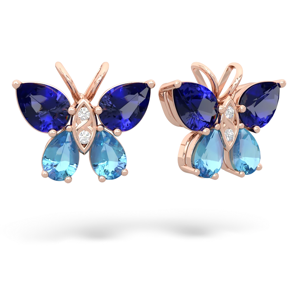 Lab Sapphire Butterfly 14K Rose Gold earrings E2215