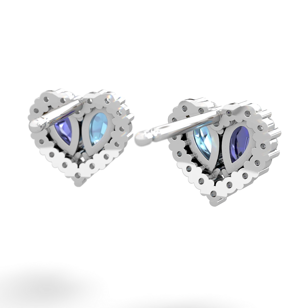 Lab Sapphire Halo 14K White Gold earrings E7008