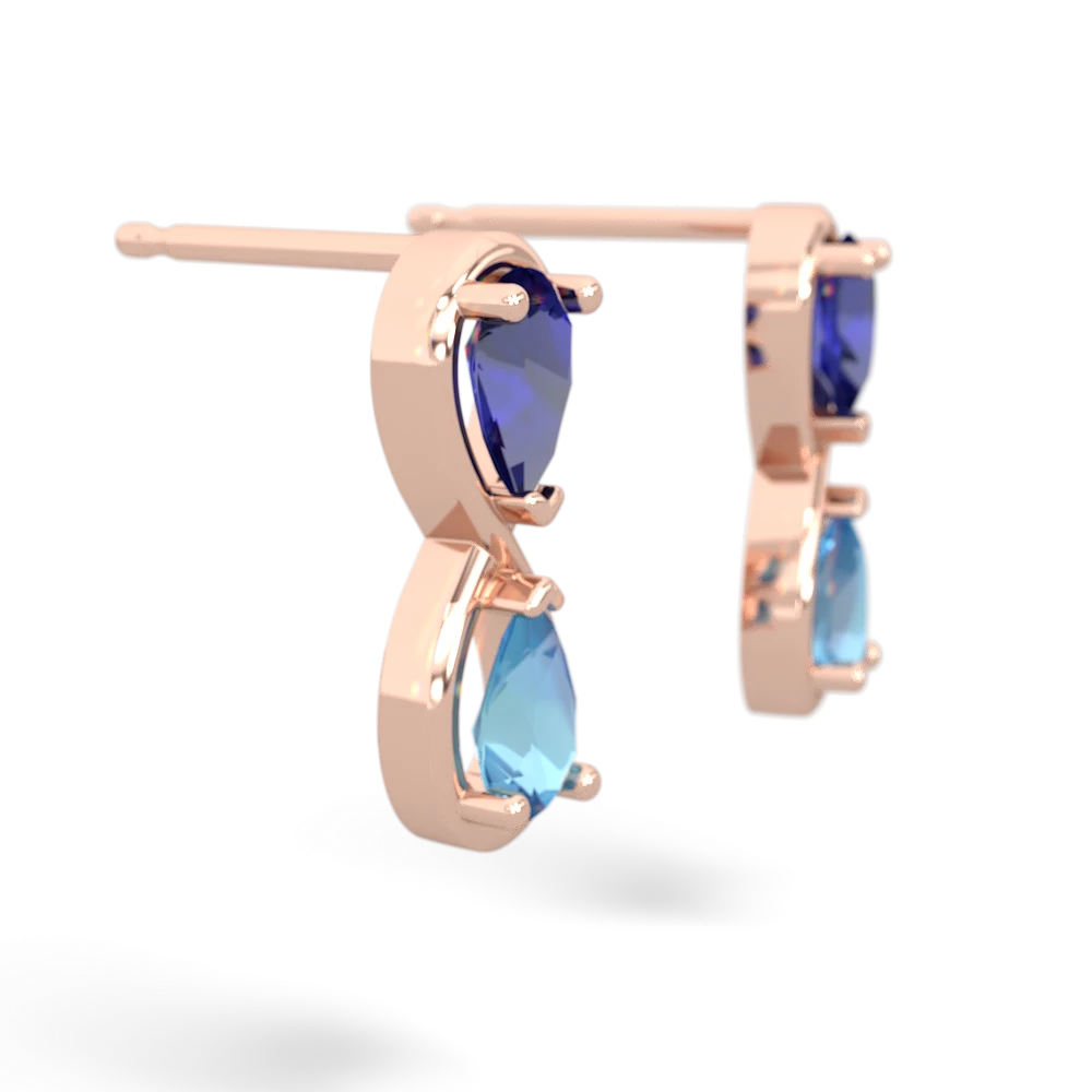 Lab Sapphire Infinity 14K Rose Gold earrings E5050