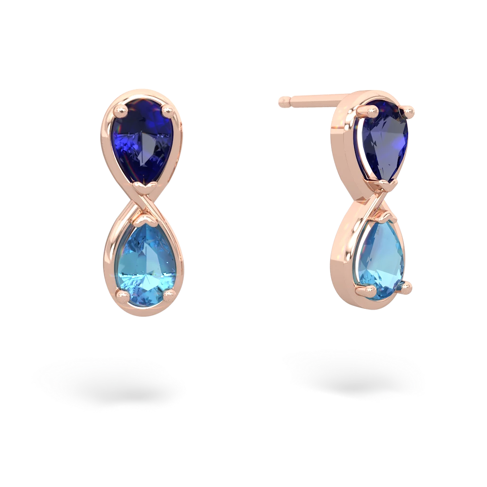 Lab Sapphire Infinity 14K Rose Gold earrings E5050