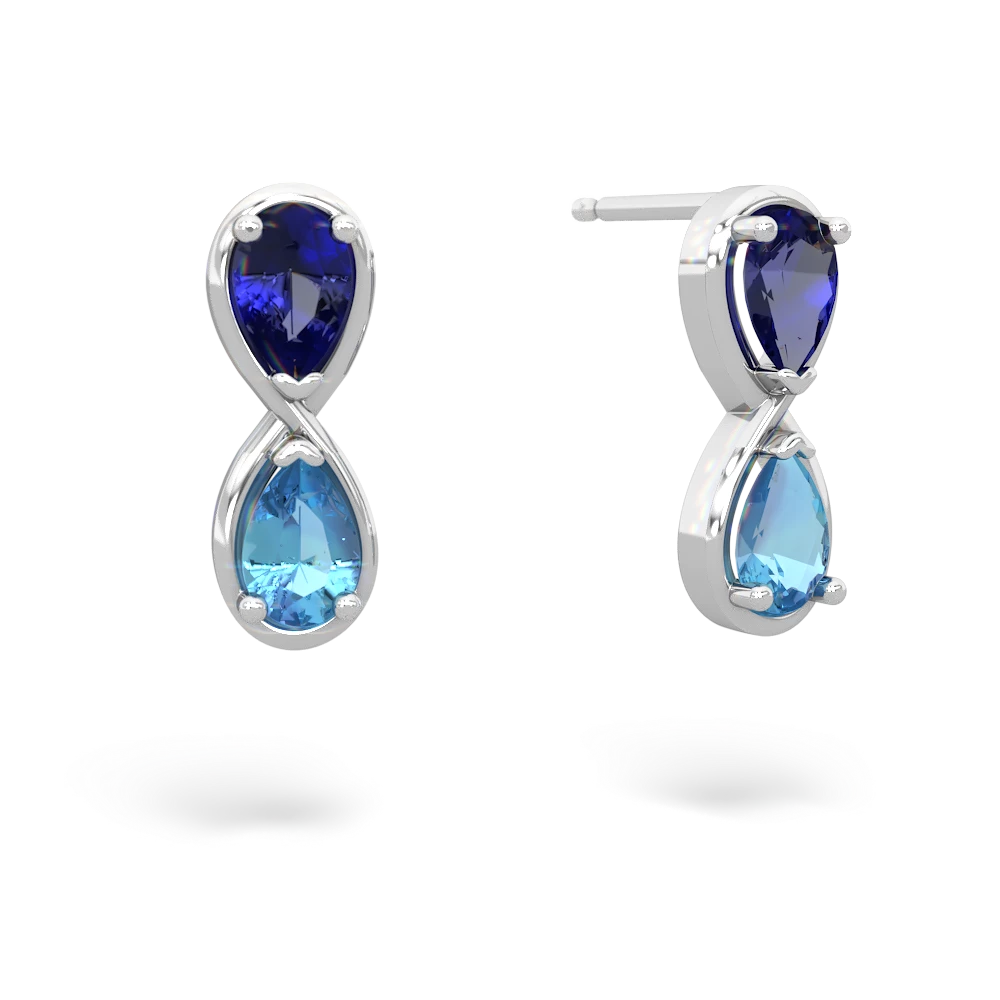 Lab Sapphire Infinity 14K White Gold earrings E5050