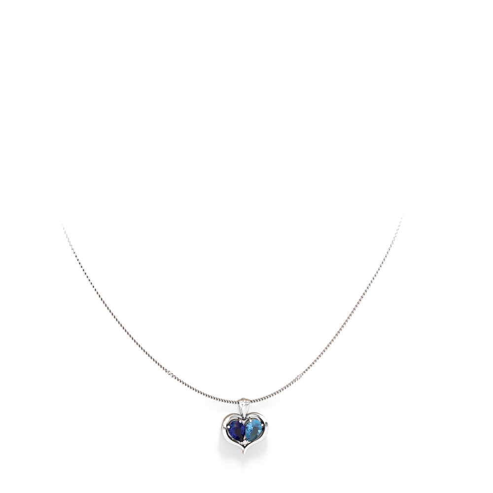 Lab Sapphire Two Become One 14K White Gold pendant P5330