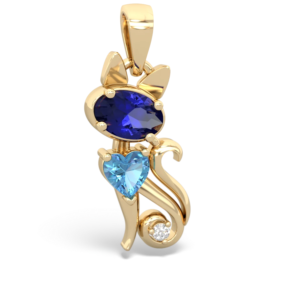 Lab Sapphire Kitten 14K Yellow Gold pendant P5780