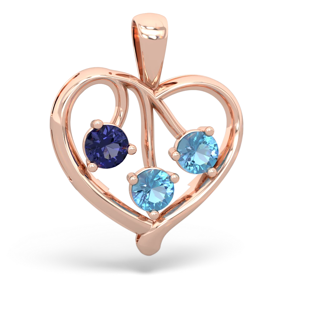 Lab Sapphire Glowing Heart 14K Rose Gold pendant P2233